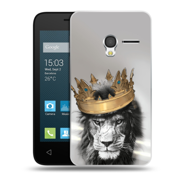 Пластиковый чехол на Alcatel One Touch Pixi 3 (4.0) с принтом Лев с короной Пластиковый чехол на Alcatel One Touch Pixi 3 (4.0) с принтом Лев с короной