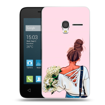 Пластиковый чехол на Alcatel One Touch Pixi 3 (4.0) с принтом Девушка и букет Пластиковый чехол на Alcatel One Touch Pixi 3 (4.0) с принтом Девушка и букет