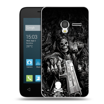 Пластиковый чехол на Alcatel One Touch Pixi 3 (4.0) с принтом Скелет Пластиковый чехол на Alcatel One Touch Pixi 3 (4.0) с принтом Скелет