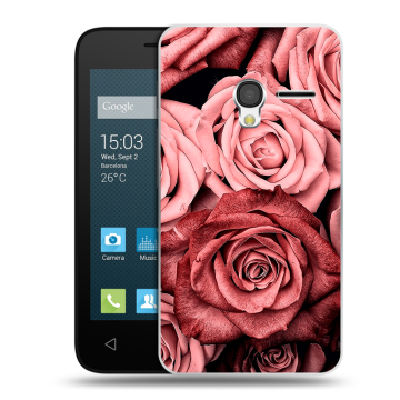 Пластиковый чехол на Alcatel One Touch Pixi 3 (4.0) с принтом Цветы розы Пластиковый чехол на Alcatel One Touch Pixi 3 (4.0) с принтом Цветы розы