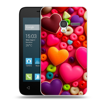 Пластиковый чехол на Alcatel One Touch Pixi 3 (4.0) с принтом Сердечки Пластиковый чехол на Alcatel One Touch Pixi 3 (4.0) с принтом Сердечки
