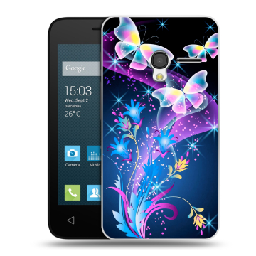 Пластиковый чехол на Alcatel One Touch Pixi 3 (4.0) с принтом Бабочки Пластиковый чехол на Alcatel One Touch Pixi 3 (4.0) с принтом Бабочки