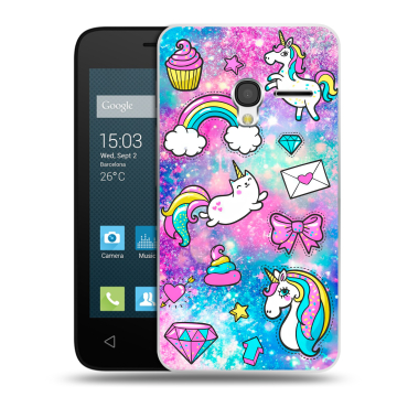Пластиковый чехол на Alcatel One Touch Pixi 3 (4.0) с принтом Единороги Пластиковый чехол на Alcatel One Touch Pixi 3 (4.0) с принтом Единороги