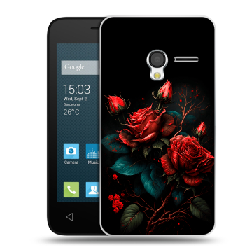 Пластиковый чехол на Alcatel One Touch Pixi 3 (4.0) с принтом Розы красные Пластиковый чехол на Alcatel One Touch Pixi 3 (4.0) с принтом Розы красные