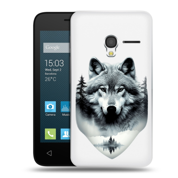 Пластиковый чехол на Alcatel One Touch Pixi 3 (4.0) с принтом Волк в лесу