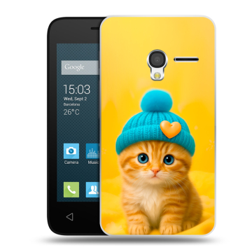 Пластиковый чехол на Alcatel One Touch Pixi 3 (4.0) с принтом Котенок в шапке
