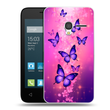 Пластиковый чехол на Alcatel One Touch Pixi 3 (4.0) с принтом Бабочки Пластиковый чехол на Alcatel One Touch Pixi 3 (4.0) с принтом Бабочки