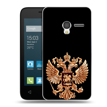 Пластиковый чехол на Alcatel One Touch Pixi 3 (4.0) с принтом Герб России золотой