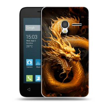 Пластиковый чехол на Alcatel One Touch Pixi 3 (4.0) с принтом Золотой дракон