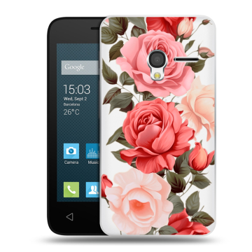 Пластиковый чехол на Alcatel One Touch Pixi 3 (4.0) с принтом Розы