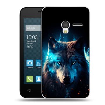 Пластиковый чехол на Alcatel One Touch Pixi 3 (4.0) с принтом Волк ночной Пластиковый чехол на Alcatel One Touch Pixi 3 (4.0) с принтом Волк ночной