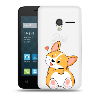 Пластиковый чехол на Alcatel One Touch Pixi 3 (4.0) с принтом Корги
