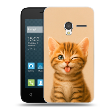 Пластиковый чехол на Alcatel One Touch Pixi 3 (4.0) с принтом котенок