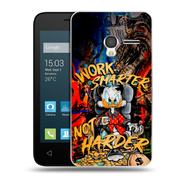 Пластиковый чехол на Alcatel One Touch Pixi 3 (4.0) с принтом Дональд Дак Деньги Пластиковый чехол на Alcatel One Touch Pixi 3 (4.0) с принтом Дональд Дак Деньги
