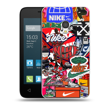 Пластиковый чехол на Alcatel One Touch Pixi 3 (4.0) с принтом Найк Nike яркий