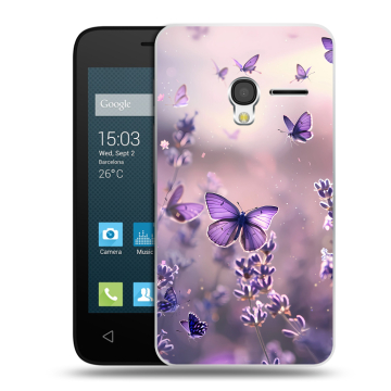 Пластиковый чехол на Alcatel One Touch Pixi 3 (4.0) с принтом бабочки и лаванда Пластиковый чехол на Alcatel One Touch Pixi 3 (4.0) с принтом бабочки и лаванда