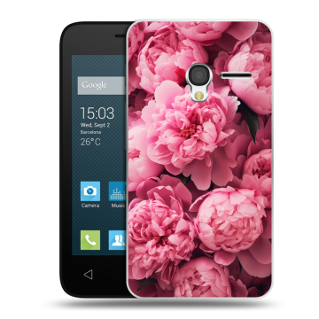 Пластиковый чехол на Alcatel One Touch Pixi 3 (4.0) с принтом цветы пионы