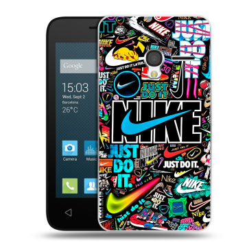 Пластиковый чехол на Alcatel One Touch Pixi 3 (4.0) с принтом найк nike черный