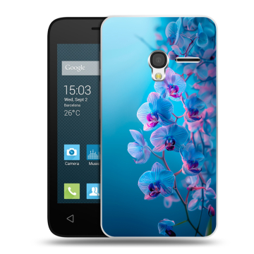 Пластиковый чехол на Alcatel One Touch Pixi 3 (4.0) с принтом голубые орхидеи