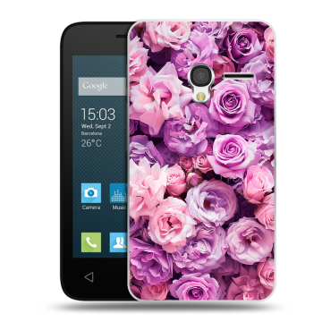 Пластиковый чехол на Alcatel One Touch Pixi 3 (4.0) с принтом лавандовые розы