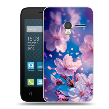 Пластиковый чехол на Alcatel One Touch Pixi 3 (4.0) с принтом цветы бабочки