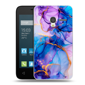 Пластиковый чехол на Alcatel One Touch Pixi 3 (4.0) с принтом синий мрамор Пластиковый чехол на Alcatel One Touch Pixi 3 (4.0) с принтом синий мрамор