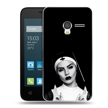 Пластиковый чехол на Alcatel One Touch Pixi 3 (4.0) с принтом монашка