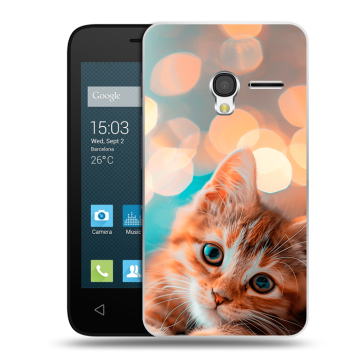Пластиковый чехол на Alcatel One Touch Pixi 3 (4.0) с принтом котик
