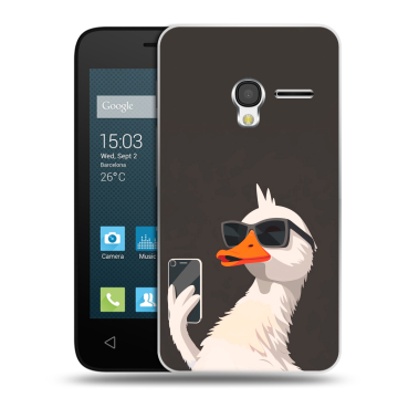 Пластиковый чехол на Alcatel One Touch Pixi 3 (4.0) с принтом утка в очках