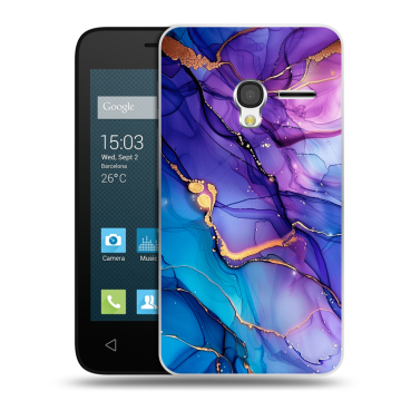 Пластиковый чехол на Alcatel One Touch Pixi 3 (4.0) с принтом синий мрамор