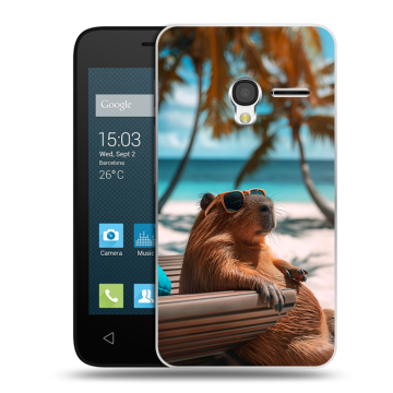 Пластиковый чехол на Alcatel One Touch Pixi 3 (4.0) с принтом Капибара Пластиковый чехол на Alcatel One Touch Pixi 3 (4.0) с принтом Капибара