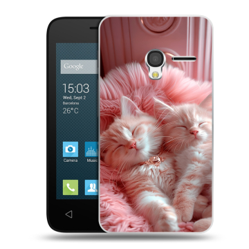 Пластиковый чехол на Alcatel One Touch Pixi 3 (4.0) с принтом котята котики