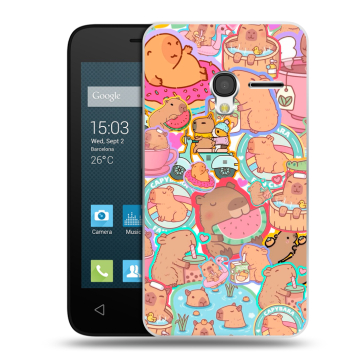 Пластиковый чехол на Alcatel One Touch Pixi 3 (4.0) с принтом капибары