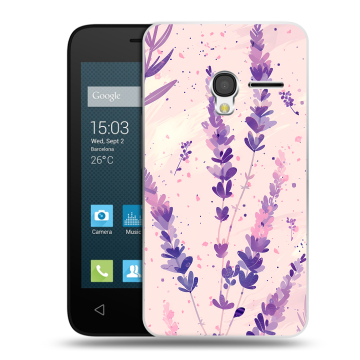 Пластиковый чехол на Alcatel One Touch Pixi 3 (4.0) с принтом цветы лаванда Пластиковый чехол на Alcatel One Touch Pixi 3 (4.0) с принтом цветы лаванда