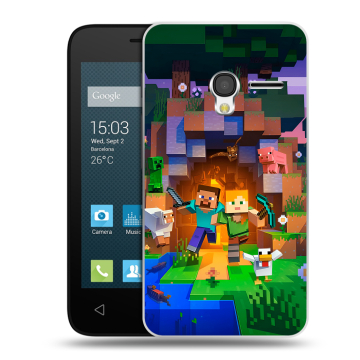 Пластиковый чехол на Alcatel One Touch Pixi 3 (4.0) с принтом Майнкрафт Minecraft