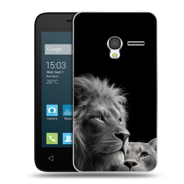 Пластиковый чехол на Alcatel One Touch Pixi 3 (4.0) с принтом Лев кошки