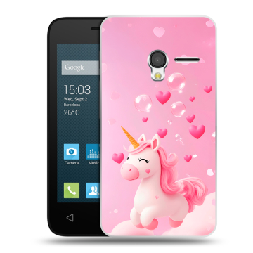 Пластиковый чехол на Alcatel One Touch Pixi 3 (4.0) с принтом Единорог Пластиковый чехол на Alcatel One Touch Pixi 3 (4.0) с принтом Единорог