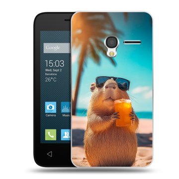 Пластиковый чехол на Alcatel One Touch Pixi 3 (4.0) с принтом Капибара Пластиковый чехол на Alcatel One Touch Pixi 3 (4.0) с принтом Капибара