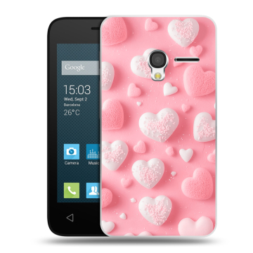 Пластиковый чехол на Alcatel One Touch Pixi 3 (4.0) с принтом Сердечки Пластиковый чехол на Alcatel One Touch Pixi 3 (4.0) с принтом Сердечки
