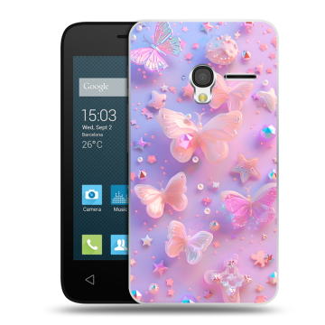 Пластиковый чехол на Alcatel One Touch Pixi 3 (4.0) с принтом Бабочки Пластиковый чехол на Alcatel One Touch Pixi 3 (4.0) с принтом Бабочки