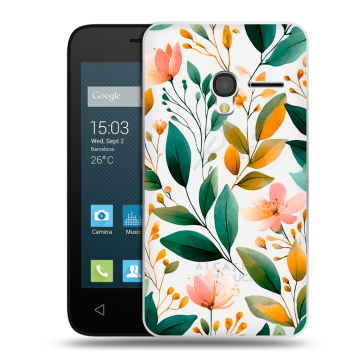 Пластиковый чехол на Alcatel One Touch Pixi 3 (4.0) с принтом Цветы паттерн