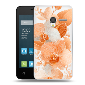 Пластиковый чехол на Alcatel One Touch Pixi 3 (4.0) с принтом Бежевые цветы