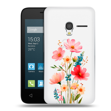 Пластиковый чехол на Alcatel One Touch Pixi 3 (4.0) с принтом Цветы