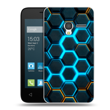Пластиковый чехол на Alcatel One Touch Pixi 3 (4.0) с принтом Неоновые соты
