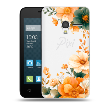 Пластиковый чехол на Alcatel One Touch Pixi 3 (4.0) с принтом Цветы принт