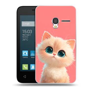 Пластиковый чехол на Alcatel One Touch Pixi 3 (4.0) с принтом Розовый котенок