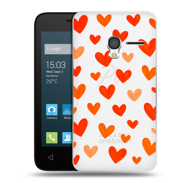 Пластиковый чехол на Alcatel One Touch Pixi 3 (4.0) с принтом Сердечки