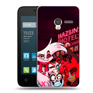 Пластиковый чехол на Alcatel One Touch Pixi 3 (4.0) с принтом Hazbin Hotel Отель Хазбин