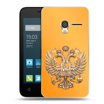 Пластиковый чехол на Alcatel One Touch Pixi 3 (4.0) с принтом Герб Флаг России