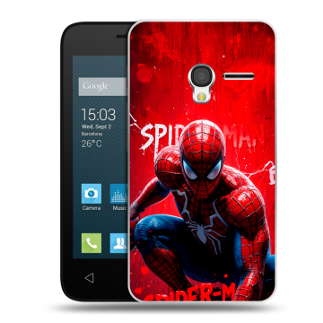 Пластиковый чехол на Alcatel One Touch Pixi 3 (4.0) с принтом Spiderman Человек паук